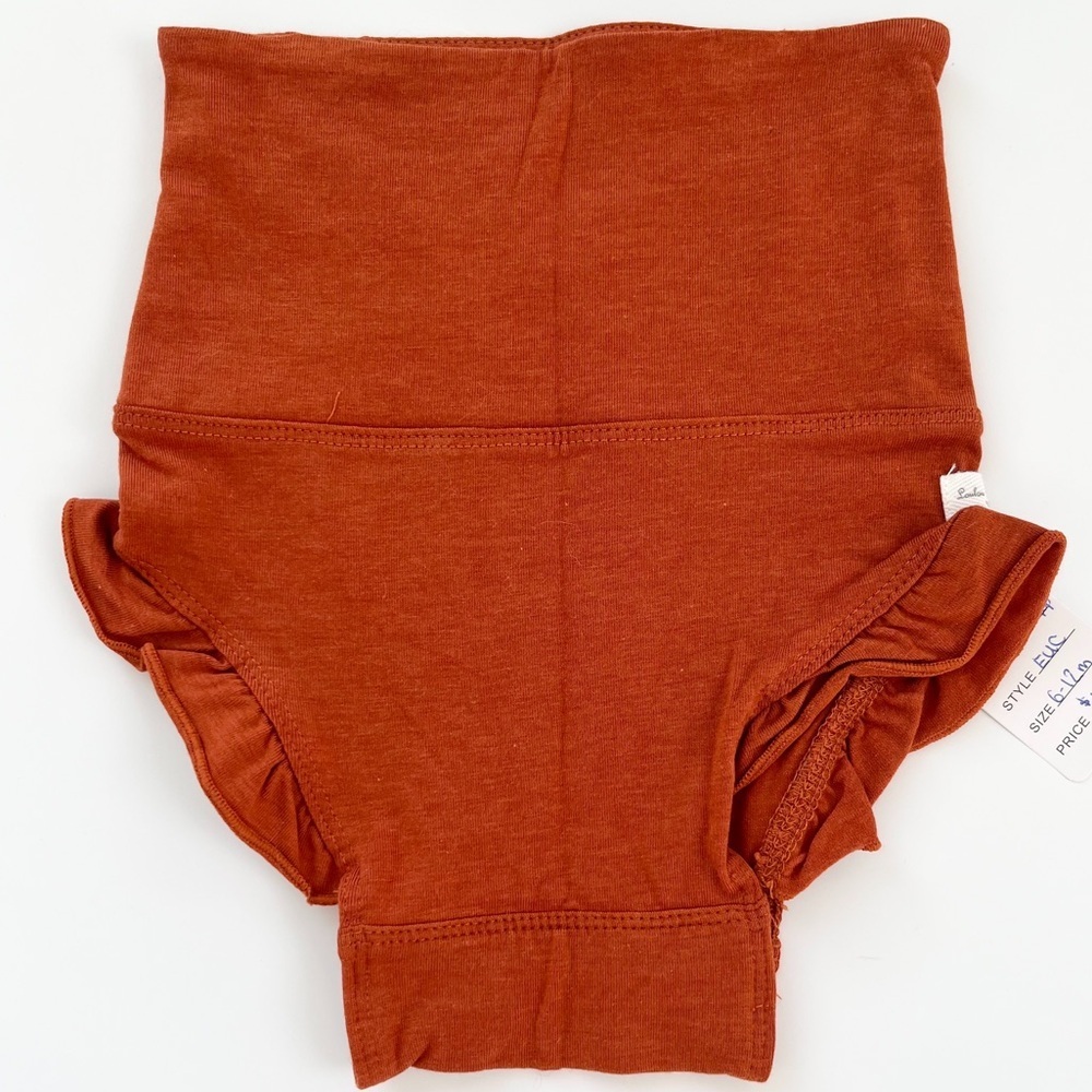 🇨🇦 Loulou Lollipop Burnt Orange Ruffled Kids | Baby Shorts Bummies